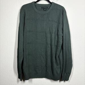 Tricots St Rafael Mens Size Large Crew Neck Sweater Forest Heather Windowpane